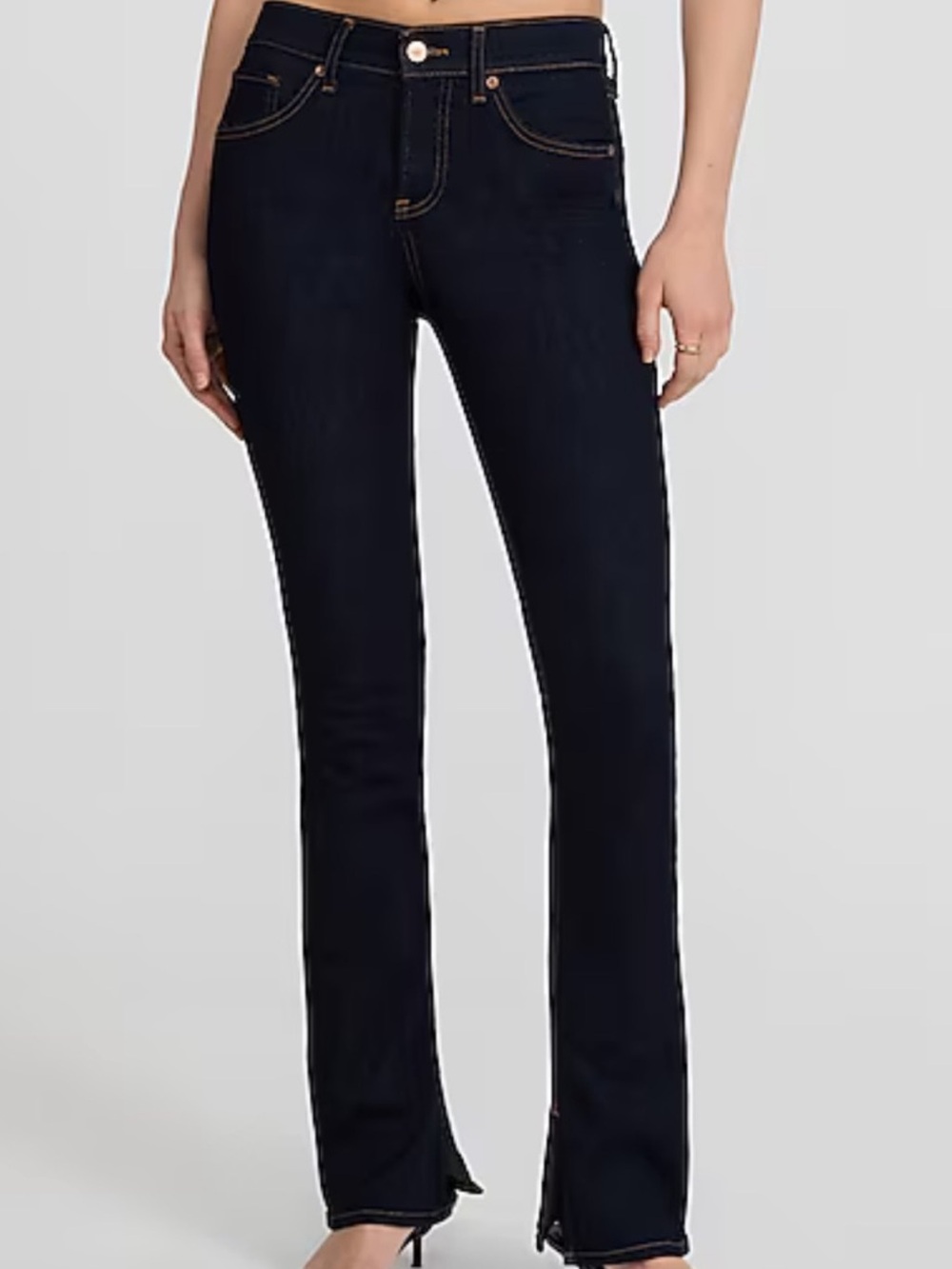 Express Women's Indigo Rinse Straight Leg Jeans with Split Hem Detail